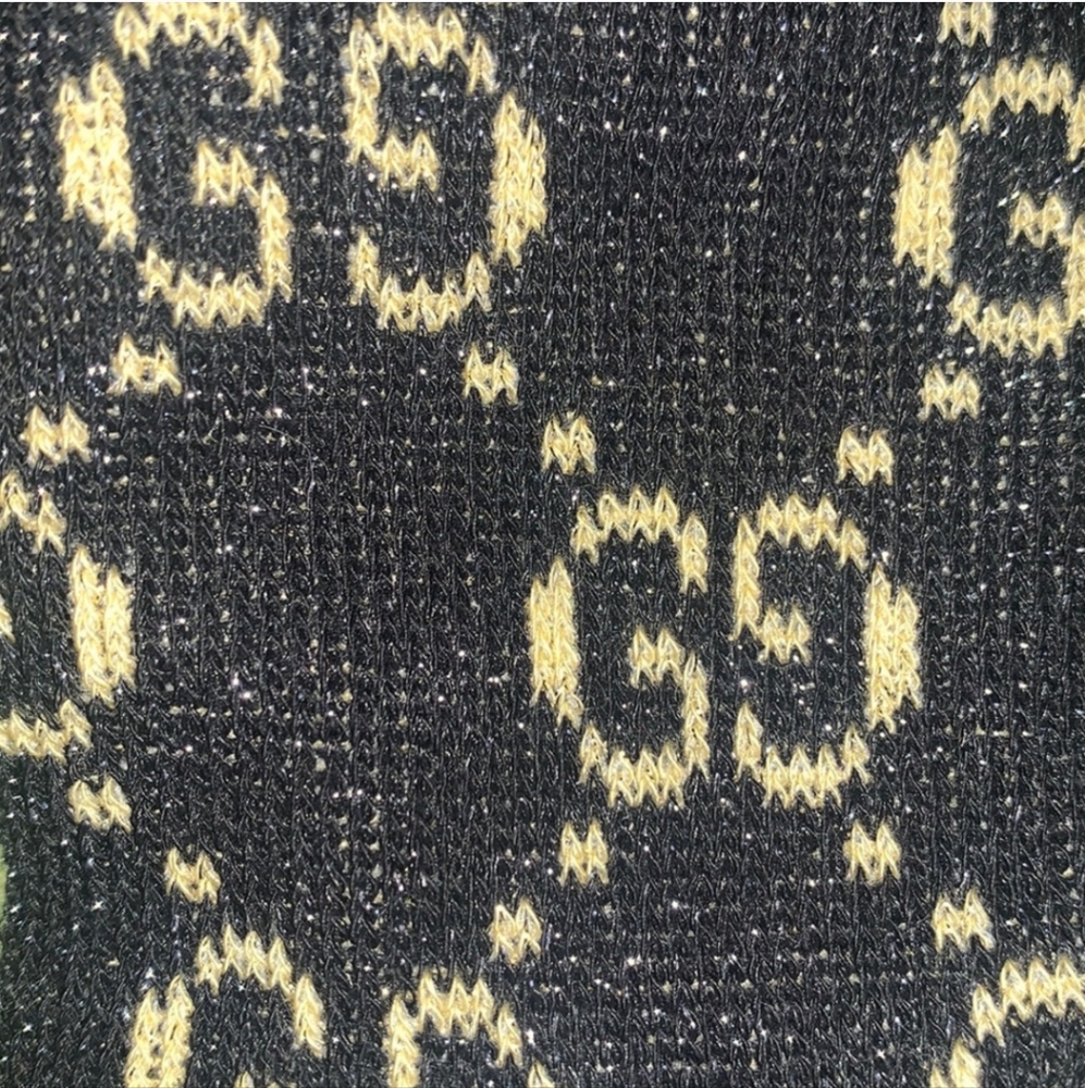 Black and gold authentic Gucci glitter intwined Lamé GG ankle socks AUTHENTIC - Picture 5 of 5